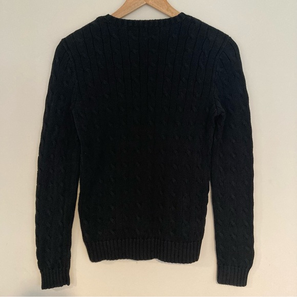 Women’s Ralph Lauren Cable Knit Jumper Black Size Medium - Picture 8 of 9